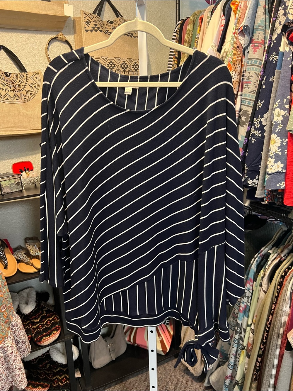 Elegant Navy Striped Blouse